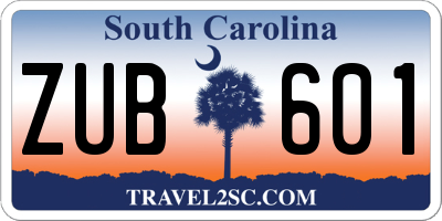 SC license plate ZUB601