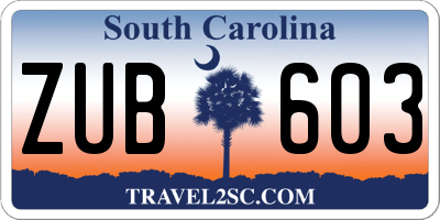 SC license plate ZUB603