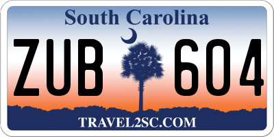 SC license plate ZUB604