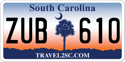 SC license plate ZUB610