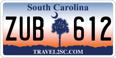 SC license plate ZUB612