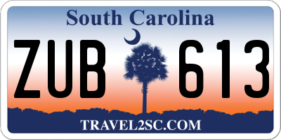 SC license plate ZUB613