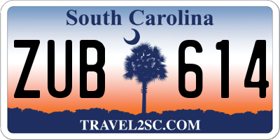 SC license plate ZUB614