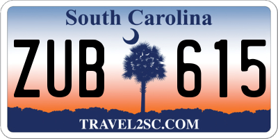 SC license plate ZUB615