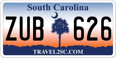 SC license plate ZUB626
