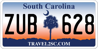 SC license plate ZUB628