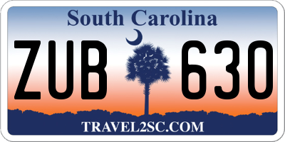 SC license plate ZUB630