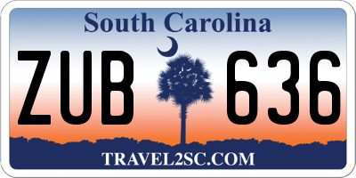 SC license plate ZUB636