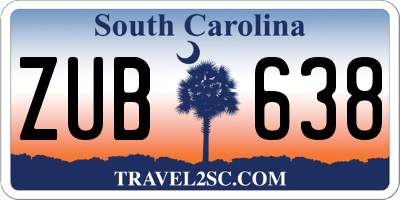 SC license plate ZUB638