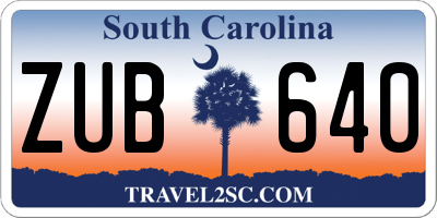 SC license plate ZUB640