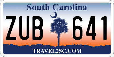 SC license plate ZUB641