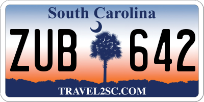 SC license plate ZUB642
