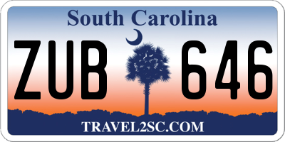 SC license plate ZUB646