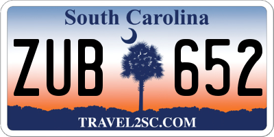 SC license plate ZUB652
