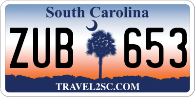 SC license plate ZUB653
