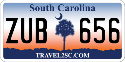 SC license plate ZUB656