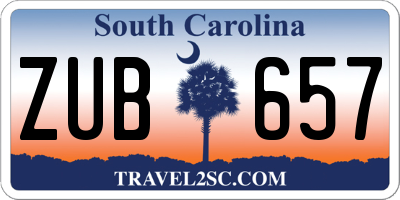 SC license plate ZUB657