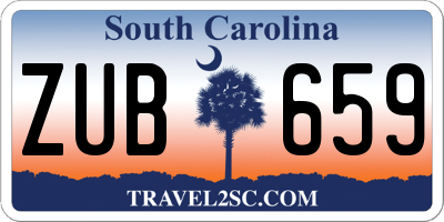 SC license plate ZUB659