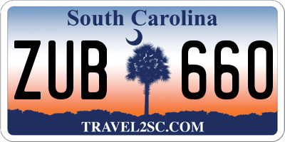 SC license plate ZUB660