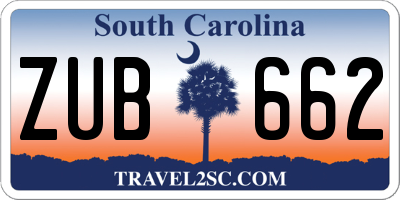 SC license plate ZUB662