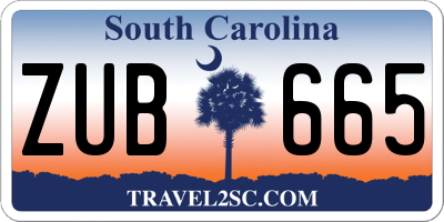 SC license plate ZUB665