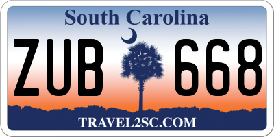 SC license plate ZUB668