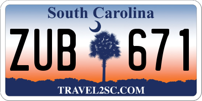 SC license plate ZUB671