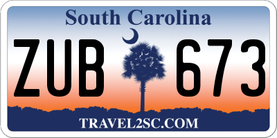 SC license plate ZUB673