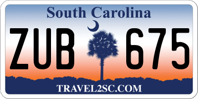 SC license plate ZUB675