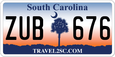 SC license plate ZUB676