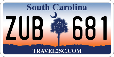 SC license plate ZUB681