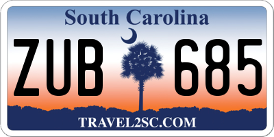 SC license plate ZUB685
