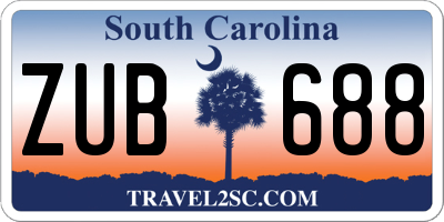SC license plate ZUB688