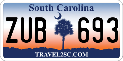 SC license plate ZUB693
