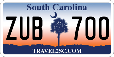SC license plate ZUB700