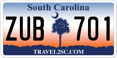 SC license plate ZUB701