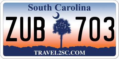 SC license plate ZUB703