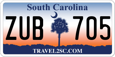 SC license plate ZUB705