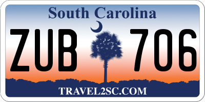 SC license plate ZUB706
