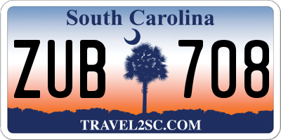 SC license plate ZUB708