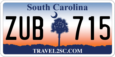 SC license plate ZUB715