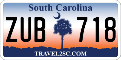 SC license plate ZUB718