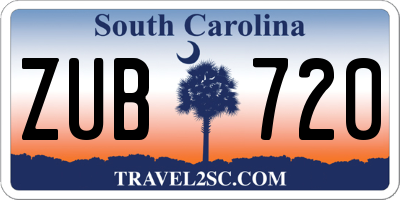 SC license plate ZUB720