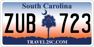 SC license plate ZUB723