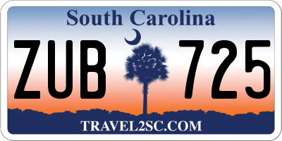 SC license plate ZUB725