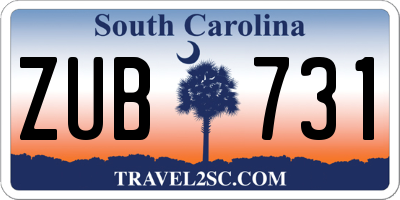 SC license plate ZUB731