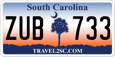 SC license plate ZUB733