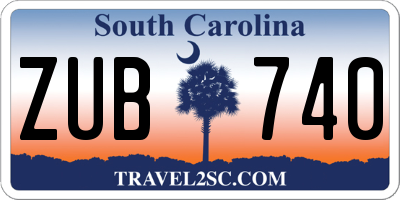 SC license plate ZUB740