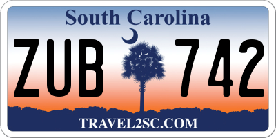 SC license plate ZUB742