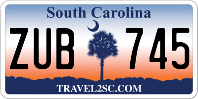 SC license plate ZUB745